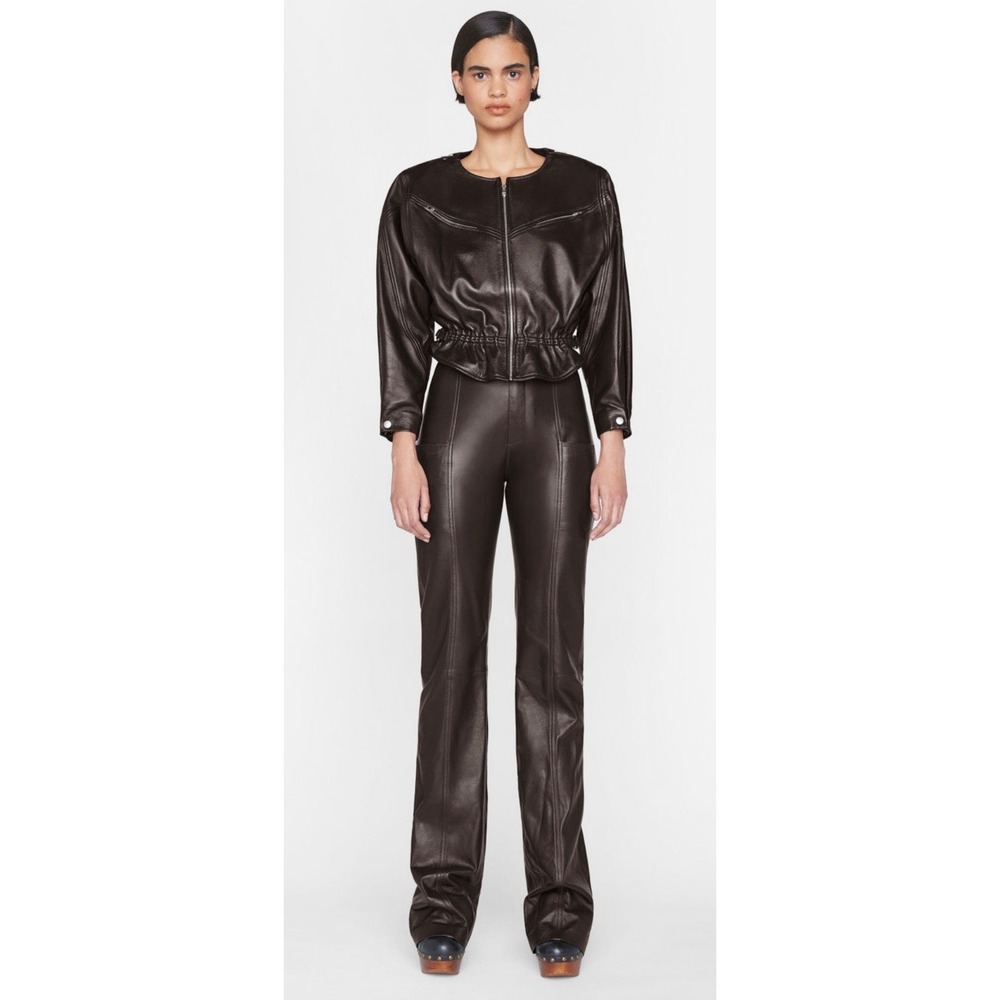 FRAME Seamed‎ Leather Trouser Espresso Lamb Leather Size 4 New - Picture 12 of 12